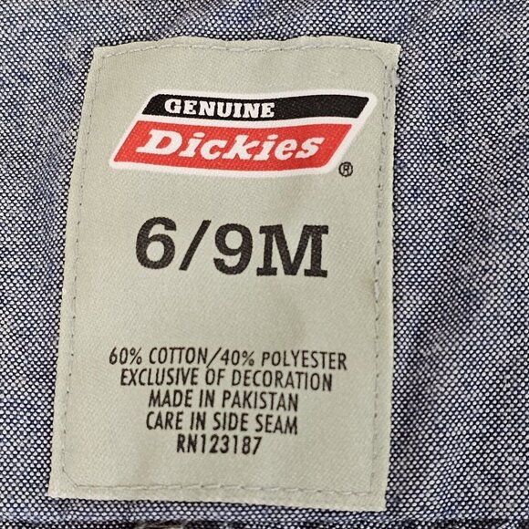 Dickies One Piece Baby Romper 6-9 mo Blue Denim Chambray Garage Moto Boy Girl - Picture 3 of 16